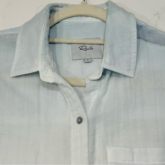 RAILS ELLIS SHIRT IN BLUE MINT DIP DYE COTTON GAUZE - Picture 7 of 10